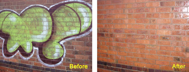 Spray Paint Graffiti Removed from Brick