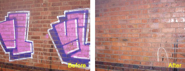 Spray Paint Graffiti Removed from Brick